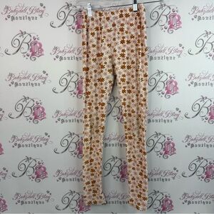 Just Cozy tights leggings pants flowers orange pink white Floral Print Pants